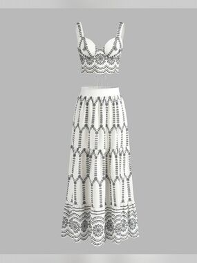 Commense Sleeveless Tie Back Skirt Set NWOT